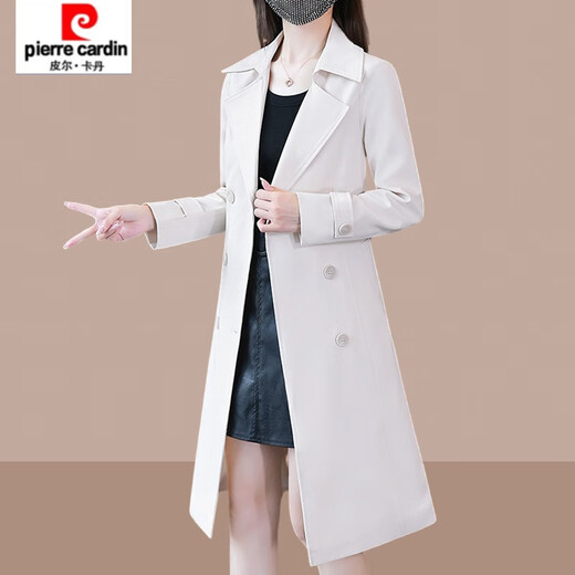 皮尔卡丹2025春秋季新款女士风衣中长款小个子大衣外套英伦风气质女装 卡其色 3XL (建议150斤-175斤)