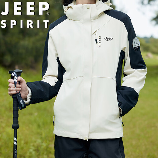 JEEP SPIRIT Jeep Jacket Autumn and Winter Men's Winter Jacket Three-in-One Detachable Windproof Jacket Dark Gray 2XL