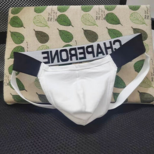 Zhixia men's sexy thong, no need to take off the back, sexy underwear, low waist, hip lift, protruding GAY husband's double butt underwear for men, white letters 3XL