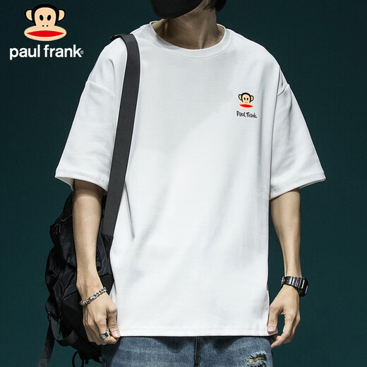 大嘴猴（paul frank）短袖男士夏季休闲纯棉短袖t恤男运动短T上衣重磅男装 白色 XL 