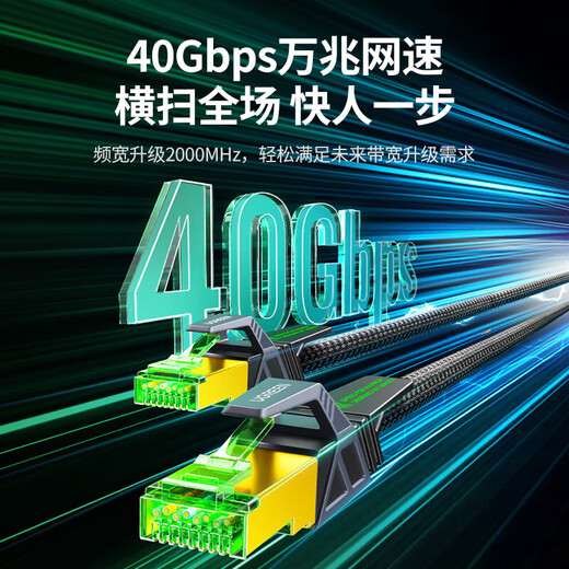 绿联（UGREEN）八类纯铜网线 CAT8类4万兆屏蔽疾速网络宽带成品跳线 适用ROG电脑竞技游戏笔记本 加厚编织3米 八类4万兆【机械外观 多重屏蔽】石墨烯 NW264 3米	15247