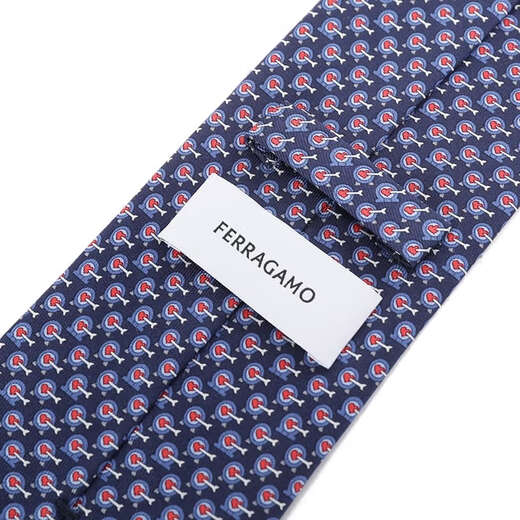 菲拉格慕（Ferragamo）新品 男士丝质通体印花领带礼物男 351241 0779274深蓝色多色丘比特