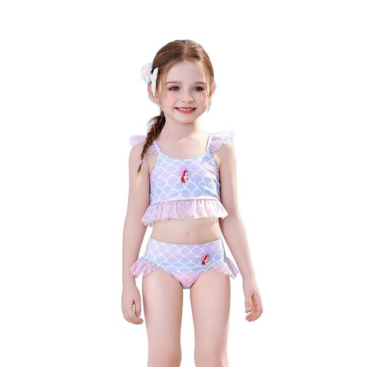 Disney Children's Swimsuit Mermaid Children's Sunscreen Hot Spring Class A Swimwear D35048 Gradient Mermaid Three-piece Set 100