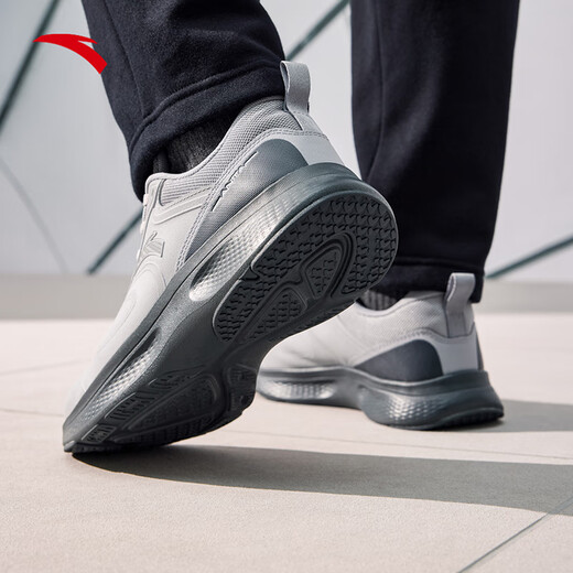 ANTA Basic Walking丨Lightweight and Comfortable Sports Shoes Men's Cushioning Walking Training Shoes Mesh Brocade Gray/Crystal Gray-6 39