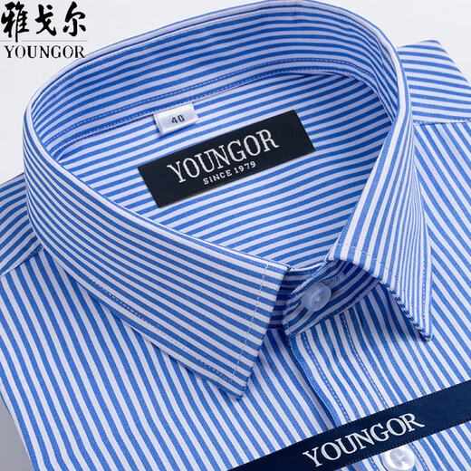 Camisa de manga corta para hombres Mayor Yager Summer Business Casual Profesional Wear Algodón Sin hierro Camisa de rayas de gran tamaño de mediana edad DX6622 39