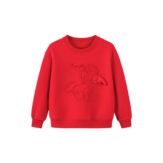 Minibala (minibala) Same style in the mall Mini Balabala sweatshirt for boys and girls, parent-child wear, autumn red top for a family of three, Chinese red 60611 160