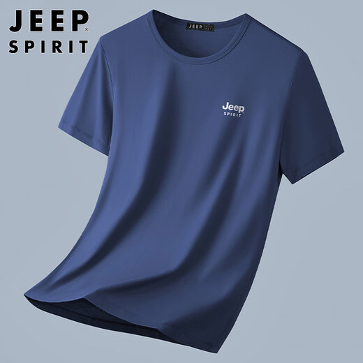 JEEP SPIRIT吉普短袖T恤男士莫代尔夏季男装t恤衫冰丝凉感上衣服宽松半袖