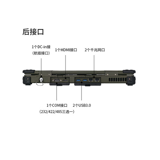 AICSHTER讯圣国产化军绿色加固三防笔记本电脑14英寸AIC-K140-FT/国产信创飞腾D2000/麒麟/加固笔记本电脑 飞腾D2000 8G/硬盘512G/2G显卡/试用版麒麟V10