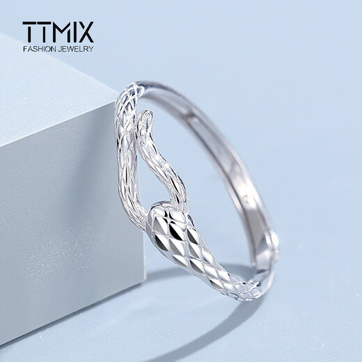TTMIX spirit snake temperament platinum ring women's pt950 women's fashion zodiac snake live mouth platinum ring 2.5-2.7g