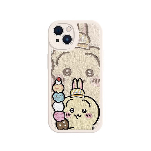 XMSJ Jiyikawa iPhone16Promax Paar Mobile Hülle USAqi Apple 13 Cartoon süßes Silikon 15p Sand Pink Jiyi-MH4882 Apple 11