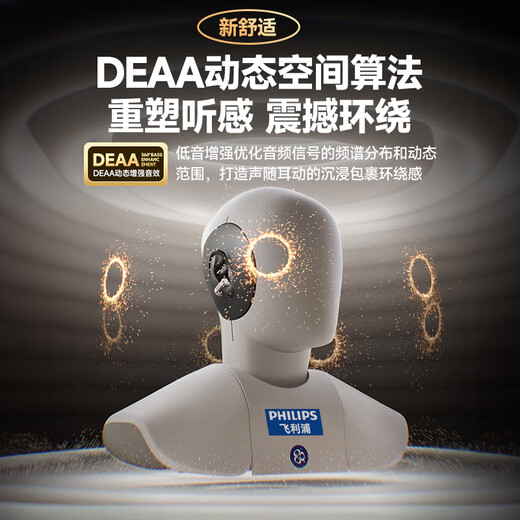 Philips (PHILIPS) Bluetooth headset ear clip type bone conduction headset concept wireless open type non-in-ear hanging type sports music call noise reduction suitable for Huawei Apple TAT4459-Black