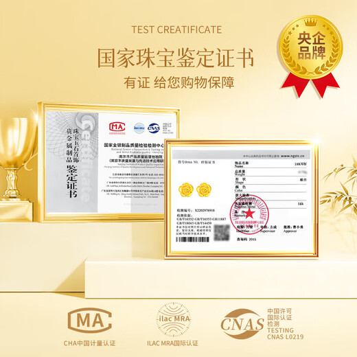 Chinese Gold Rose 18K Gold Earrings Women's K Gold Earrings Anniversary Gifts for Girlfriends and Wife's Birthday Practical Jingsuda-18K Gold Rose Earrings