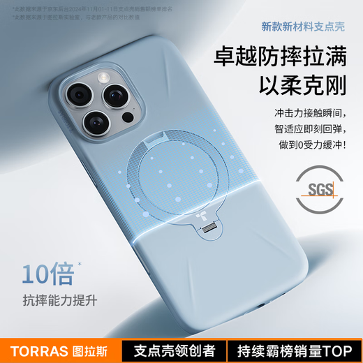 Tulas fulcrum shell QPro [New color liquid silicone丨camera buttons all included] Applicable to Apple 16promax mobile phone case iphone15pro rotating magnetic bracket anti-fall [Haiting Blue] Camera buttons all included iPhone16ProMax