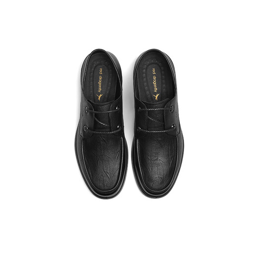 
Red Dragonfly Casual Leather Shoes Men's 2025 Spring New Men's Shoes Sheepskin Comfortable Flat Sole Dad Middle-aged Leather Shoes WTA15099 Black 40