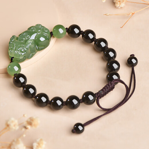 
Keyukaoju live selection Hetian jade Pixiu bracelet Men and women Pixiu bracelet Jade Hetian jade bracelet Jewelry Green jade Pixiu bracelet D1369p