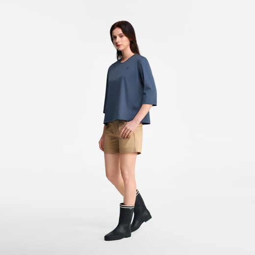 Aigle [nuevo producto en primavera y verano] Camiseta de manga de 7 cuartos aigao Camiseta de algodón puro de algodón puro casualidad simple de manga de 7 cuartos para mujeres Swamp Blue Bi983 36 (160/84a)
