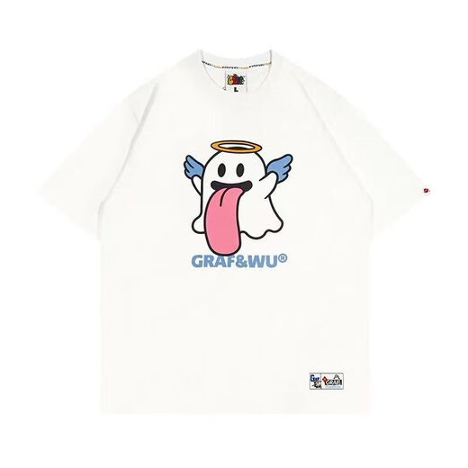 Fadenjue GRAF original brand BooGhost Cute Ghost 2.0 Earth Apple Orange Various Street Loose T-shirt Short Sleeve Black Devil 832# XL