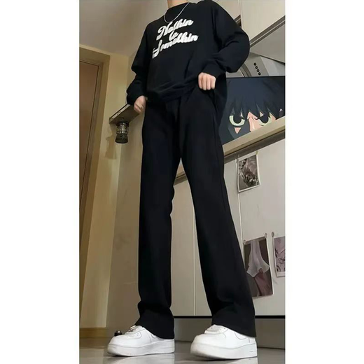 7家优品 微喇牛仔裤男士春夏季款美式复古高街修身宽松直筒长裤子男 DF-701黑色常规 L