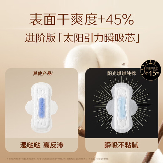 高洁丝【纯棉新品】臻选阳光烘烘卫生巾240mm8片*8包日用组合姨妈巾