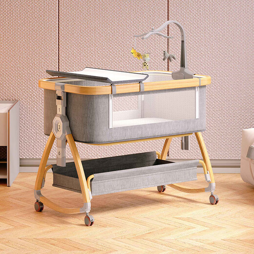 Babyalan nouveau-né cotage portable pliable berceau mobile d'épissage lit de lit de lit de lit bébé couches de couches de couches de hauteur de hauteur Tuya-mattreuse + panier de rangement + net moustique (LMA)