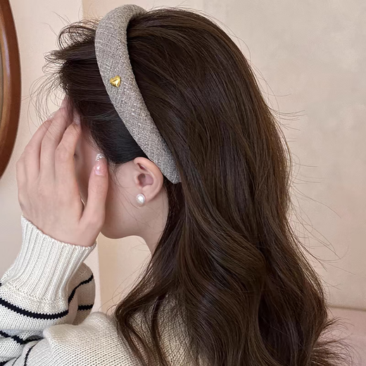 SO SOUL retro love headband for women, high-end face-showing small wide-brimmed hair-pressing headband for going out, stylish and versatile hairpin hair accessory, burgundy 1 piece