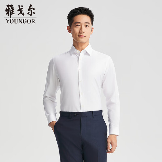 雅戈尔衬衫男TP免烫衬衫春夏青年男长袖衬衫全棉斜纹白衬衫商场同款 漂白素色YLTP110776BBA 40 （175/92A）