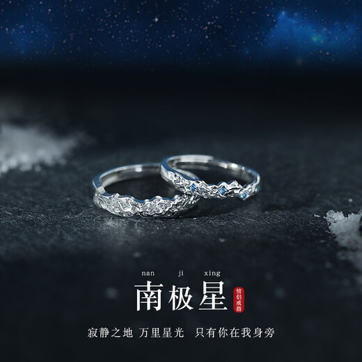 Baolian Baolian Nanjixing 999 pure silver couple ring niche design female and male pair light luxury ring anniversary gift Nanjixing S999+True Love Flower Box+Certificate No Specifications