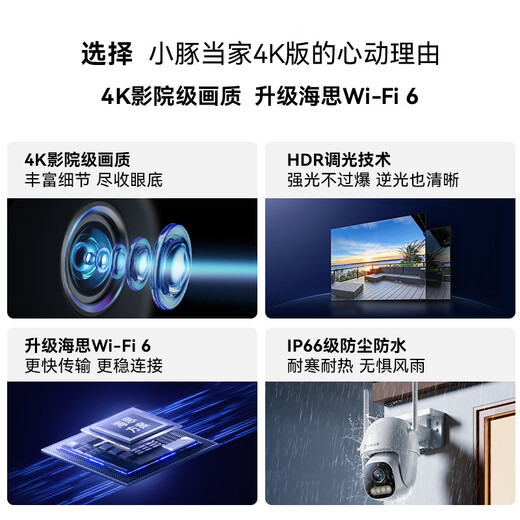 华为智选鸿蒙智选小豚当家室外摄像头4K版室外800万监控器家用360度无死角带夜视全景室内户外防水逆光高清