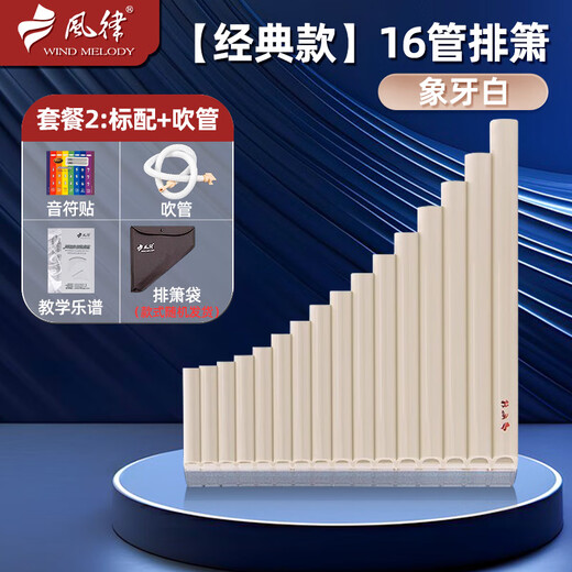 风律排箫初学专业演奏民族乐器16管18管22管音孔学校教学学生儿童专用 经典款 16管象牙白+吹管