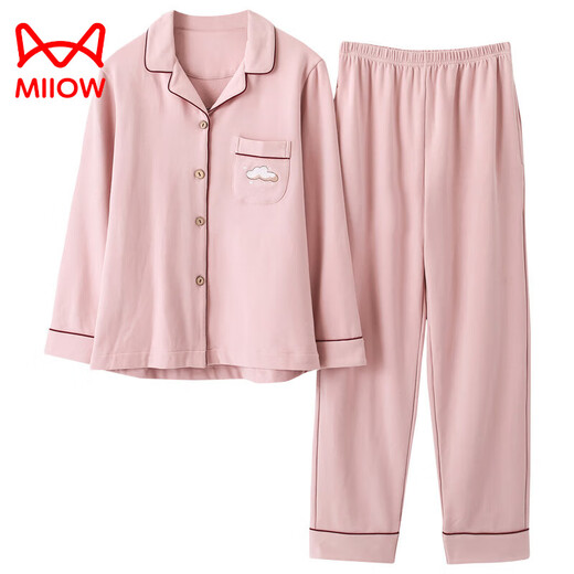 Cat Man (MiiOW) Spring and Autumn Couple Cotton Long Sleeve Pajamas Autumn Couple Clothing Women's Men's Loose Home Clothing 2025 Set AM=Female 34103-Male 34104 3XL Male