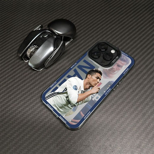 Xinni ist für C-Ronaldo-Mobilfunk-Hülle Geste Apple 16Pro/14/13/12/11/15PROMAX/Anti-Fall 7P/XS Mobiltelefon Hülle Farbe Silber Lazy Black-Cy673c Ronaldo Mobiltelefon Geste Apple 14Promax