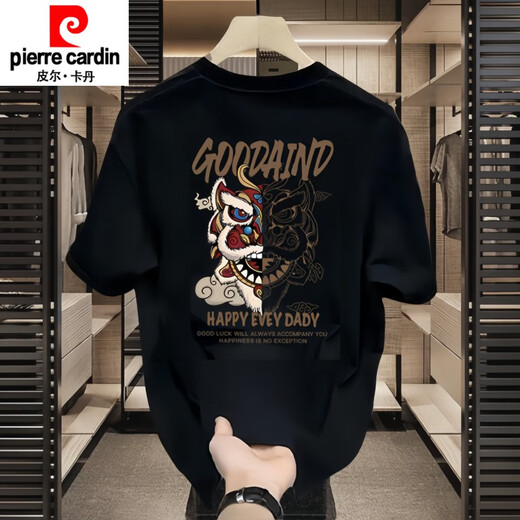 Pierre Cardin 2025 Drachenjahr schwere Baumwolle Kurzschlärm T-Shirt für Jugendliche und Frauen Sommer-Ins Modemarke Street Lose Runde Hals Top White K967 Bafang Lai Cailong Herrenkleidung 2024 Neuem Empfohlen 90-100jin [Jin gleich 0,5 kg] S S