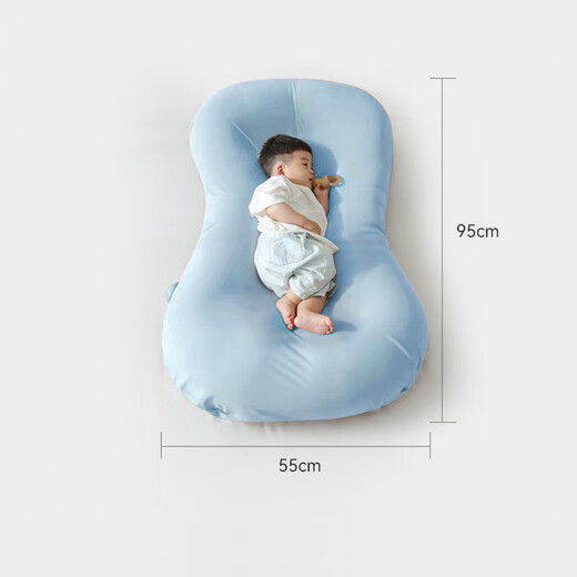Babyboot tragbares Bett mittleres Bett Neugeborenes Bionisches Bett Bett bewegliche Bett BB Babybett Anti-Druck-Krippenbett klare Himmelblau für 0-1 Jahre geeignet 95*55*10 cm