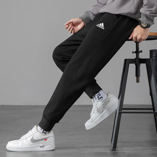 阿迪达斯（adidas）针织男裤 25夏季新款运动裤跑步训练卫裤棉质舒适透气休闲长裤子 GK9226/黑/单层束脚/主推款 S 175/76(建议体重110-130斤)