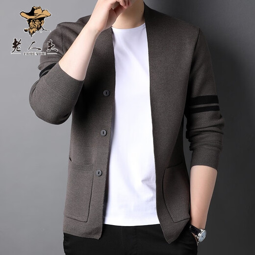 Old man's head sweater men with wool knitted cardigan spring new fashion Korean style men's trendy casual knitted sweater jacket HAZ-1228 brown L /170
