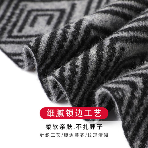 JIUJI 100% pure cashmere scarf men's short 2025 winter gift for husband and boyfriend male student's day small scarf black (short style)