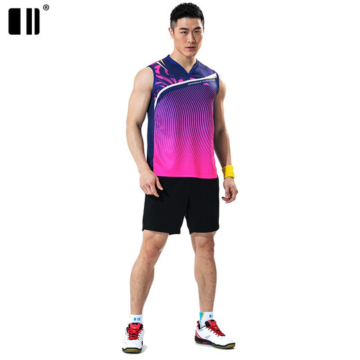 Neue Sommer-Badminton-Uniform für Herren-Tischtennis-Tennis-Sportuniform für Frauen mit schnell trocknendem ärmelloser Trikotpaar für Männeranzug [B11759+12241] L.