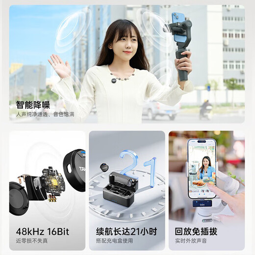 TAKSTAR V1 (second generation) wireless lavalier microphone Little Bee recording equipment online class Douyin short video eating and broadcasting SLR interview noise reduction outdoor live broadcast radio microphone Lightning version V2 one-to-two with box black