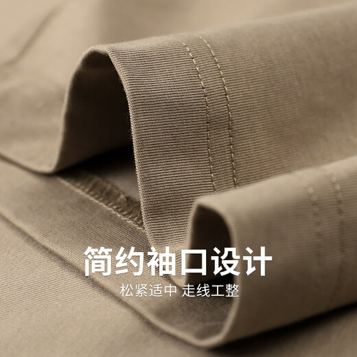 与狼共舞【含桑蚕丝】刺绣短袖T恤2025夏季新款印花亲肤圆领休闲上衣6037 卡其701 L (175)
