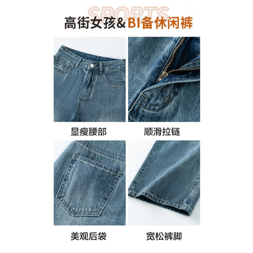 Sekong 2025 Herbst und Winter neuer Stil Dicked High Taille Draped Casual Weit-Bein-Jeans für Frauen plus Samt warme Hosen HNF 683 Retro Blue M.