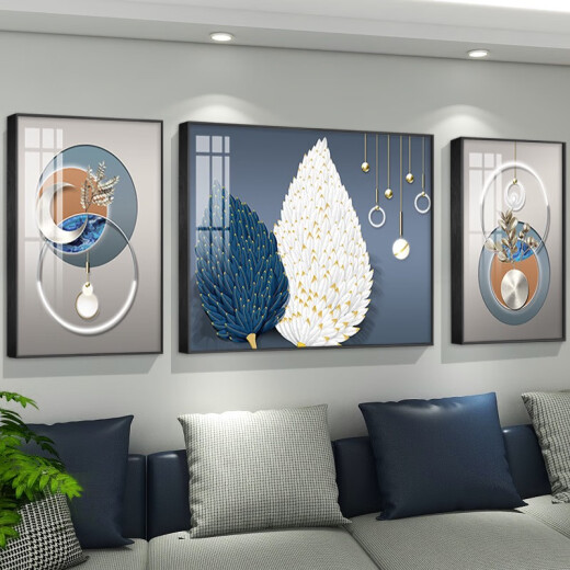 Moderna sala de estar simple Sofá Background Decoración de la pared Pintura de luz nórdica TV Luxury TV Pintura abstracta Mural TXMG12004 Middle 80*60cm/Right 40*60cm adecuado para 2.