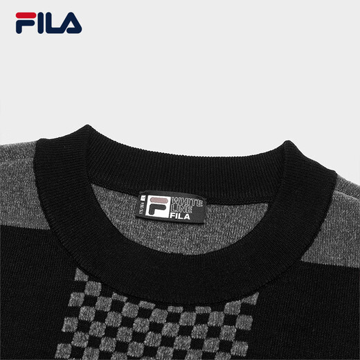 FILA official couple knitted sweater 2025 spring fashion casual loose plaid pullover sweater