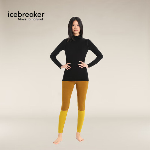Icebreaker Merino pure wool women's 260 Tech machine washable outdoor hiking and mountaineering warm ski functional underwear high collar black (high collar) M