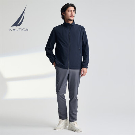 NAUTICA Men's 25 Spring New Anti-light Water Splashing Comfortable Small Stand Collar Jacket Men's JE5150 Navy Blue 4NV M