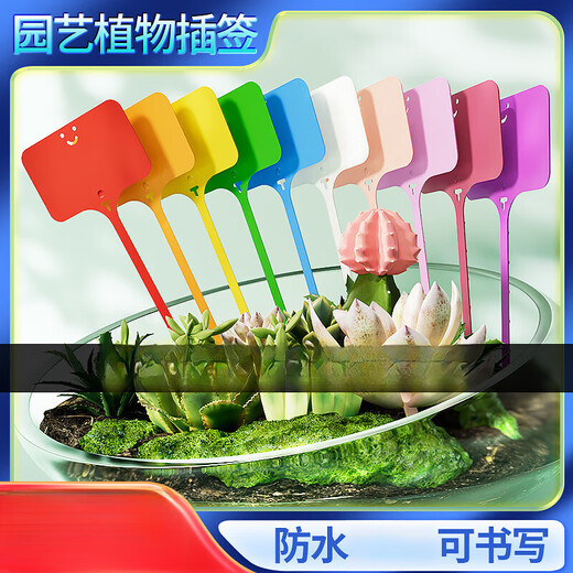 Plant classification label seedling flower pot plastic succulent label flower gardening ground brand potted plant name label orange 100 pieces (9.6cm) + pen