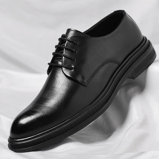 Chaussures en cuir Portulese Business à lacets de chaussures décontractées de style coréen à la mode à semelles épaisses chaussures de mariage chaussures de mariage hommes 9708 noir 42
