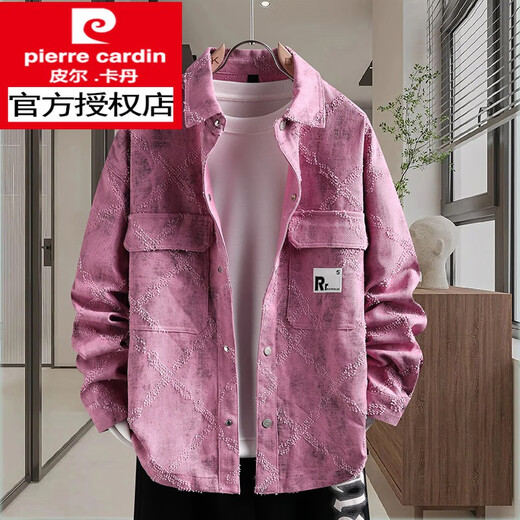 皮尔卡丹（pierre cardin）牛仔外套男生春秋季新款青少年衬衫夹克初高中学生男装潮流士针织 16819蓝色字母 M (80-100斤左右)