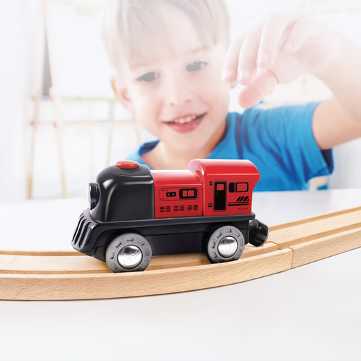 Hape Locomotive Toys Tray para niños Tren de vía infantil 1-3-6 años de niño y niña Regalo Baby Gift E8489 Tren eléctrico colorido negro y rojo