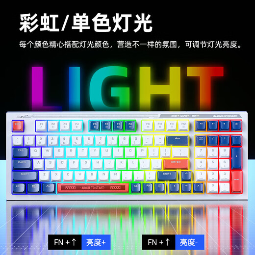 惠普（HP）K300真机械手感键盘 轻音高颜值 98客制化配列 插拔有线游戏专用吃鸡笔记本电脑电竞lol三拼色白芯