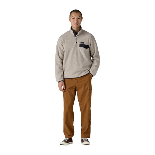 Patagonia short woolen coat Synch Snap-T style fleece thermal top for men and women 25580 25580-Men-OTSM-Oatmeal Gray/Calm Blue M